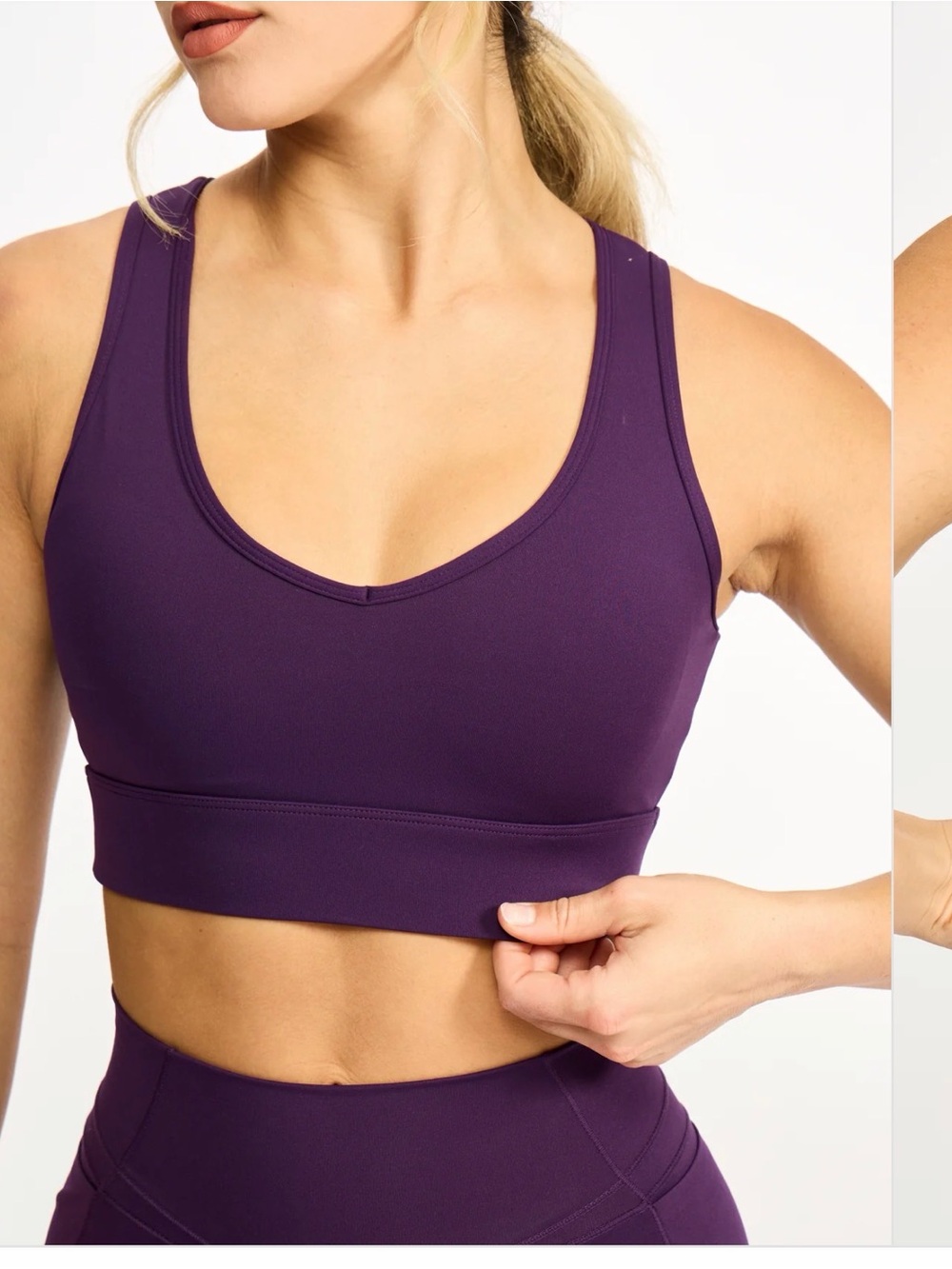 Women’s Purple Sports Bra - Supportive V-Neck Activewear